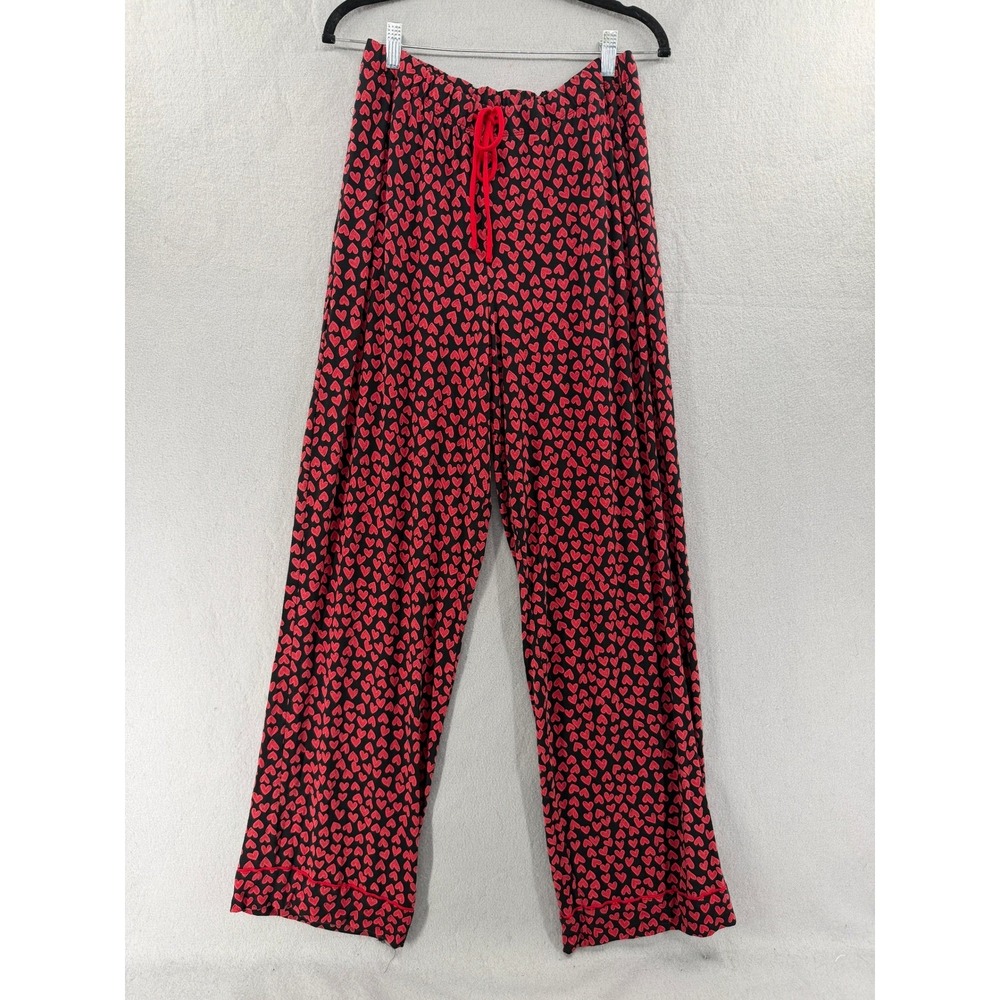 Victoria's Secret Pajama Pants Size M Red Black Scattered Hearts Modal Lounge